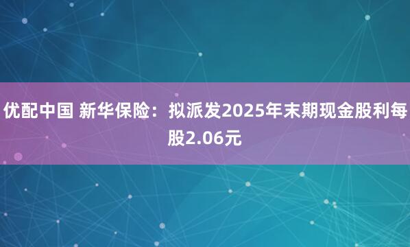 优配中国 新华保险：拟派发2025年末期现金股利每股2.06元